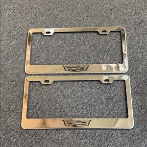 Cadillac Chrome Silver License Plate Frame Set